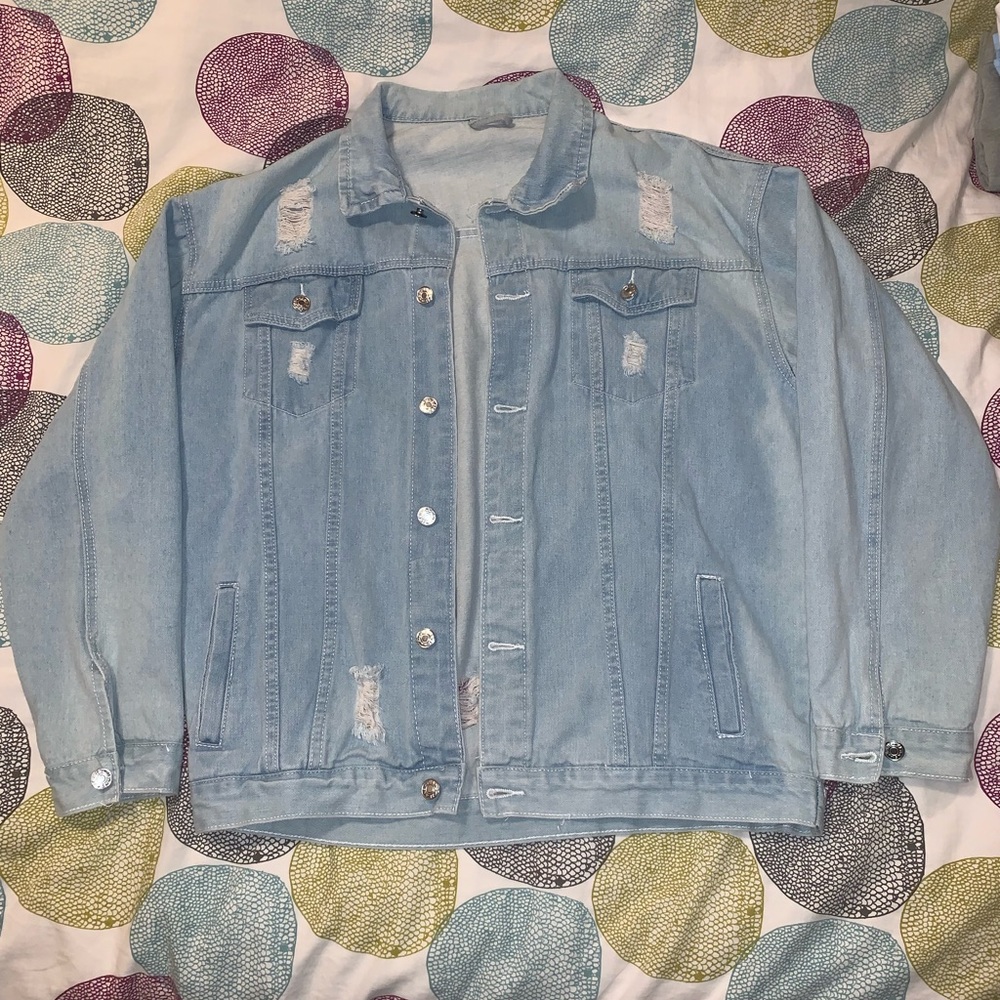 Ripped Light Blue Jean Jacket